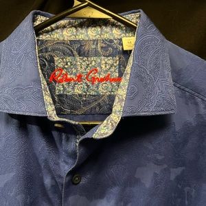 Robert Graham Blue Button Down Flip Cuff Shirt. Size M.